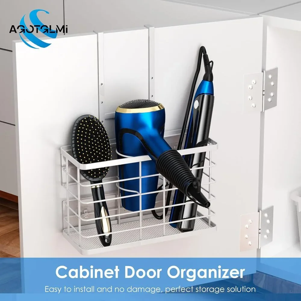 Hair Tool Organizer Wall Mount Dryer Holder Cabinet Door 3 in 1 No Drill